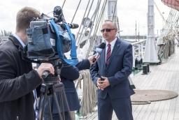 Closing day of 4h International Maritime Congress. Paweł Szynkaruk interviewed by TVP Szczecin  /fot.: ak / 