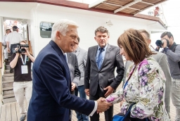 Jerzy Buzek and Beata Więcaszek during the closing gala of the Third International Maritime Congress   /fot.: AK / 