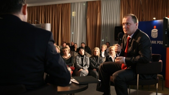 Prezydent Piotr Krzystek podczas debaty z przedsiębiorcami /fot. mab/ 