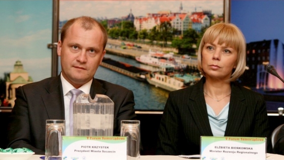 Piotr Krzystek, prezydent Szczecina i Elżbieta Bieńkowska, minister Rozwoju Regionalnego 