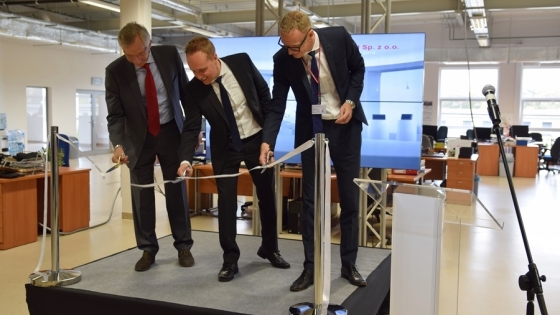 New 3Shape Poland plant was opened on 23 October by Flemming Thorup, CEO 3Shape, Nikolaj Deichmann, co-owner and founder of 3Shape, and Mikael Petersen, Vice President Supply Chain /fot.: 3Shape / 