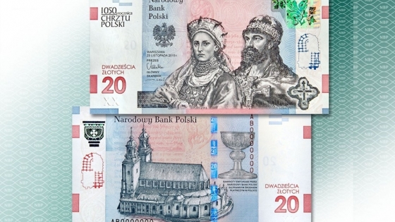 Ośmy kolekcjonerski banknot w historii Narodowego Banku Polskiego został wyemitowany z okazji 1050. rocznicy chrztu Polski /fot.: mat. prasowe / 